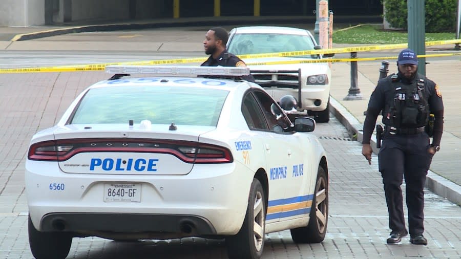 Police on Beale Street after overnight shooting.