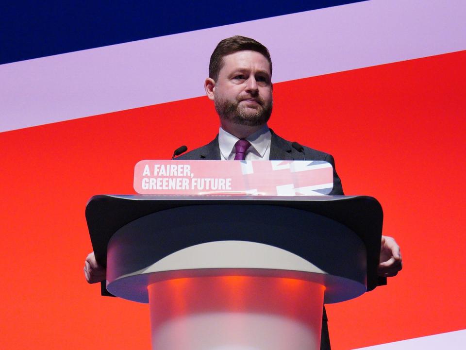 Shadow environment secretary Jim McMahon speaks during the Labour conference (Peter Byrne/PA) (PA Wire)