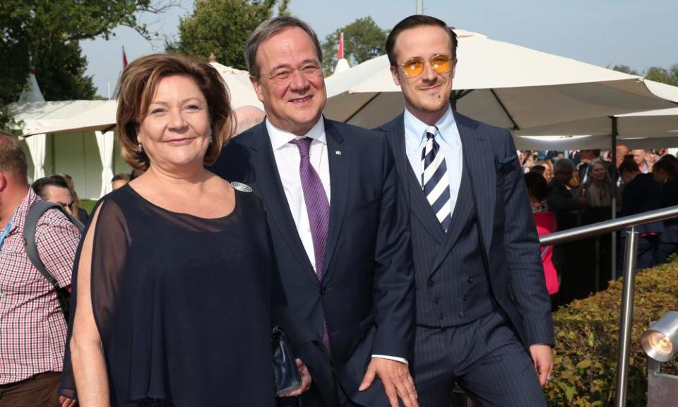 The CDU state premier of North-Rhine Westphalia, Armin Laschet – seen flanked by his wife, Susanne, and son Johannes.
