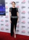 <p>An Armani Prive dress ensured the actress looked every inch the Hollywood star at the LA premiere. Boasting monochrome puff sleeves and a matching waistline, the couture number was a great pick for Emma. [Photo: Getty] </p>