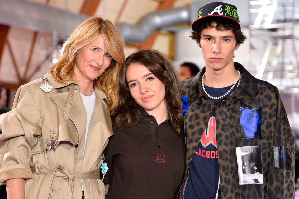 <p>Aurelien Meunier/Getty</p> Laura Dern, Jaya Harper and Ellery Walker Harper attend the Raf Simons Menswear Spring Summer 2020 show as part of Paris Fashion Week on June 19, 2019 in Paris, France.