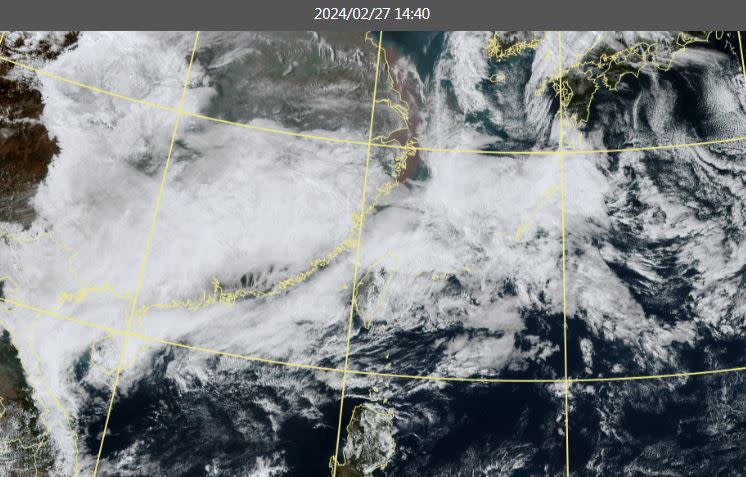 今日衛星雲圖。（圖／翻攝自中央氣象署）