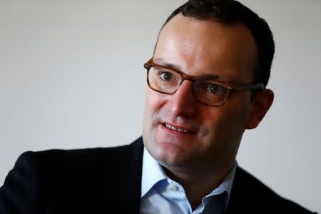 FILE PHOTO - German Deputy Finance Minister Jens Spahn speaks during an interview with Reuters in Berlin, Germany October 4, 2016. REUTERS/Joachim Herrmann