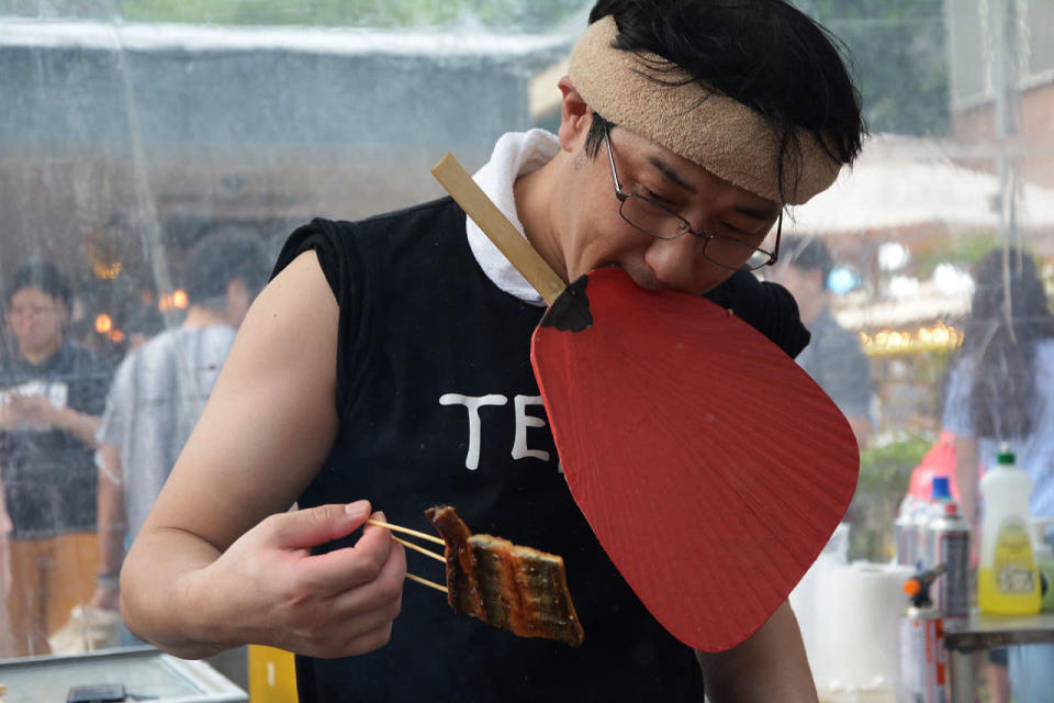  Unagi (eel) being grilled. (Photo: Sharlene Sankaran/ Yahoo Singapore)