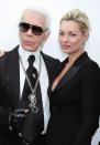 <p>Moss posed with Lagerfeld at the Chanel Fall-Winter 2009/2010 ready-to-wear show in Paris. </p>