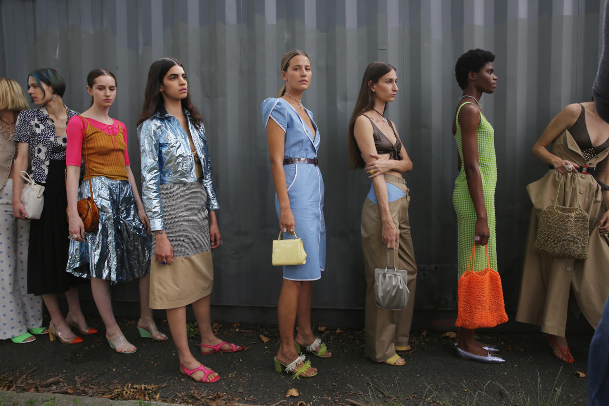 Models gather backstage before the Maryam Nassir Zadeh fashion show during New York Fashion Week on Sept. 12, 2017, in New York City. (Photo: Getty Images)