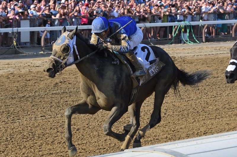 Wet Paint, shown winning the Coaching Club American Oaks at Saratoga, returns in Saturday's Grade I Diana Stakes. Photo by Chelsea Durand, courtesy of New York Racing Association