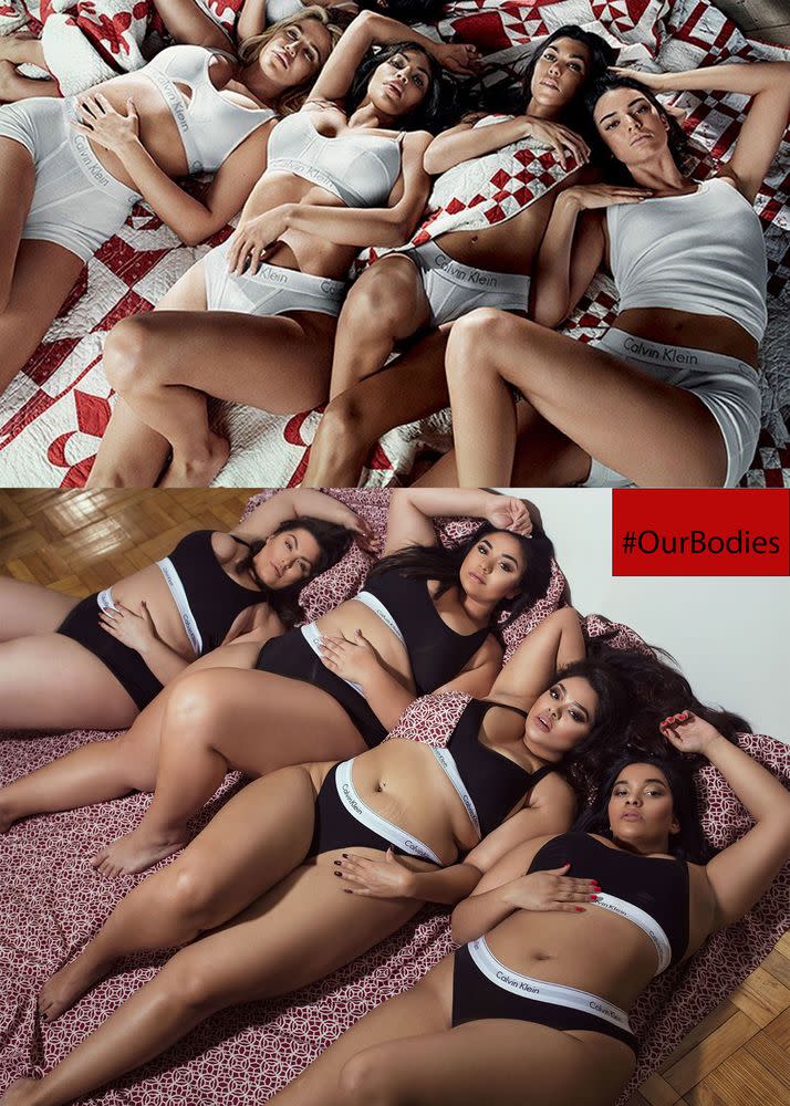 Aubergine Krydderi Synes 4 Plus-Size Models Recreate the Kardashian-Jenners' Calvin Klein Underwear  Ads