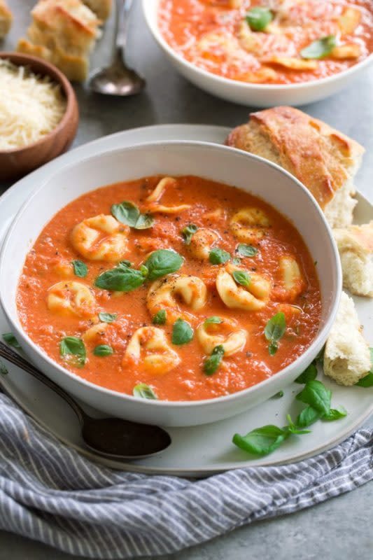 <p>Cooking Classy</p><p>Tomato soup is good, but wait until you taste tomato soup with cheesy tortellini and cream. </p><p><strong>Get the recipe: <a href="https://www.cookingclassy.com/slow-cooker-creamy-tomato-basil-tortellini-soup/" rel="nofollow noopener" target="_blank" data-ylk="slk:Slow Cooker Creamy Tomato Basil Tortellini Soup;elm:context_link;itc:0;sec:content-canvas" class="link rapid-noclick-resp">Slow Cooker Creamy Tomato Basil Tortellini Soup</a></strong></p>