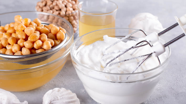 Aquafaba with chickpeas and bowl