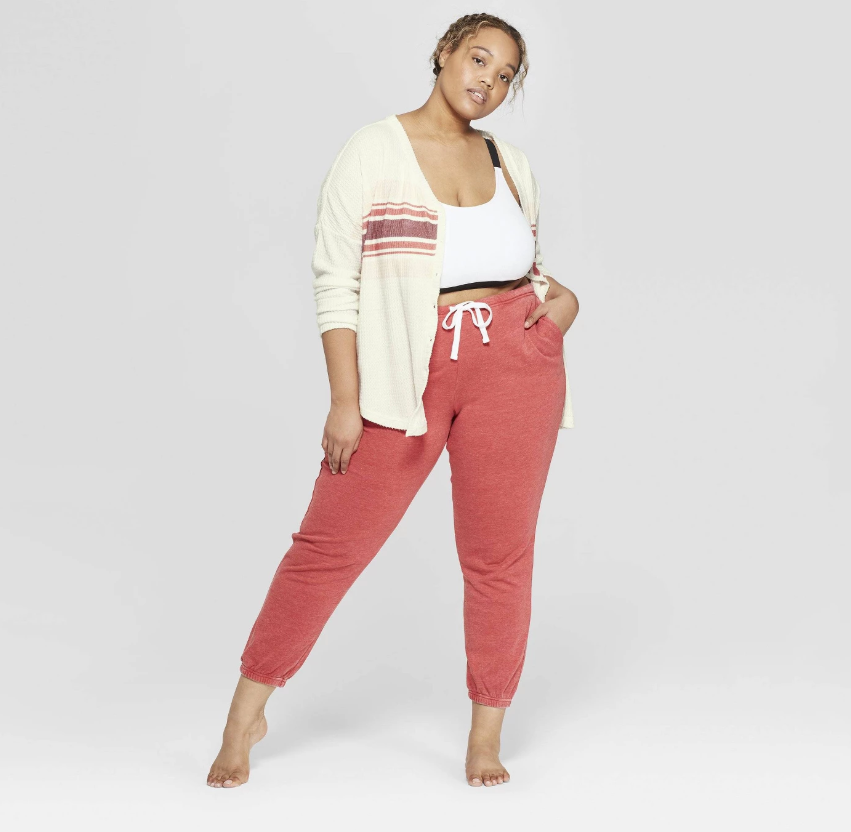 Colsie Women’s Plus Size Long Sleeve Waffle Button-Up Lounge Sweatshirt and Jogger Pants (Photo: Target)