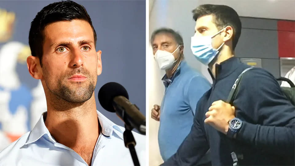 Pictured here is Novak Djokovic during and after his ill-fated trip to Australia in 2022.