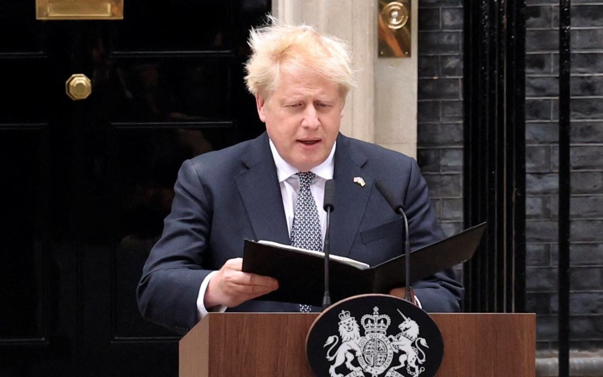 Boris Johnson delivering his resignation speech at Downing Street - Reuters / Phil Noble