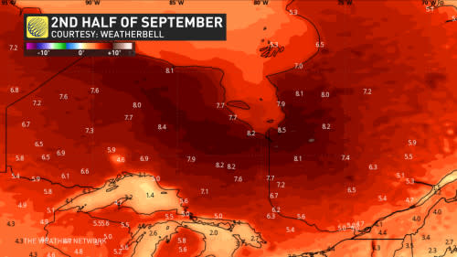 Long-range outlook for Ontario temperatures