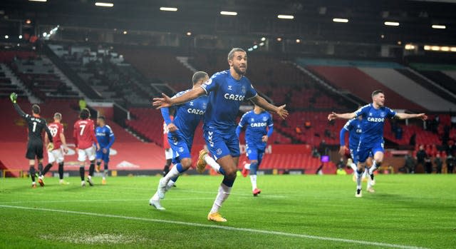 Dominic Calvert-Lewin celebrates scoring a goal