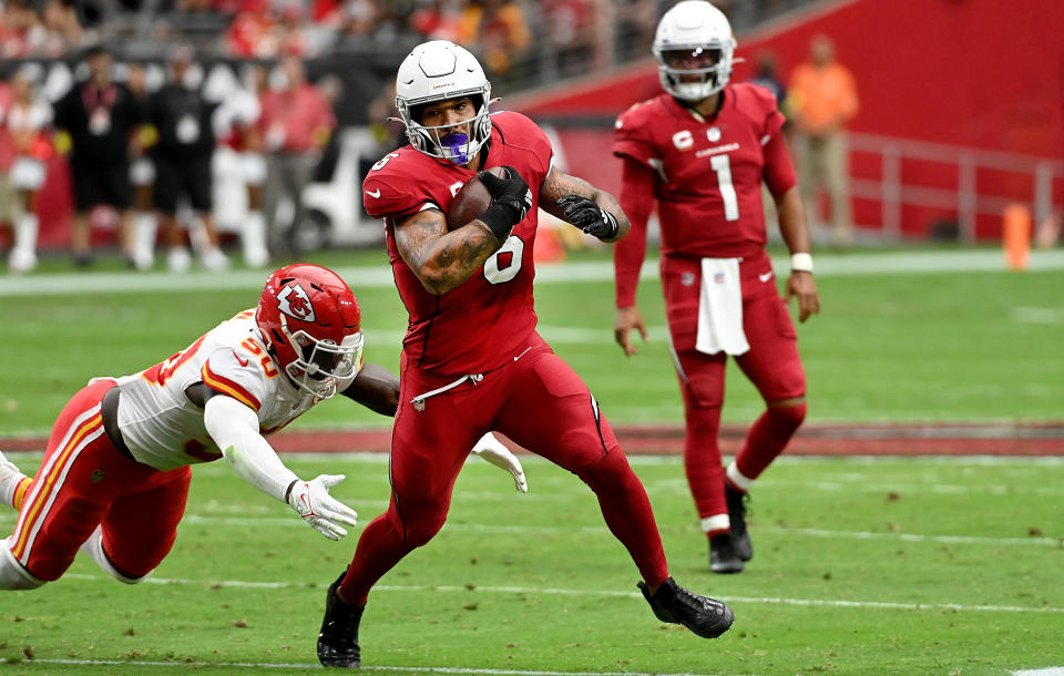 James Conner is an undervalued DFS play despite being an every-down back for the Cardinals in what should be a high-scoring matchup. (Photo by Norm Hall/Getty Images)