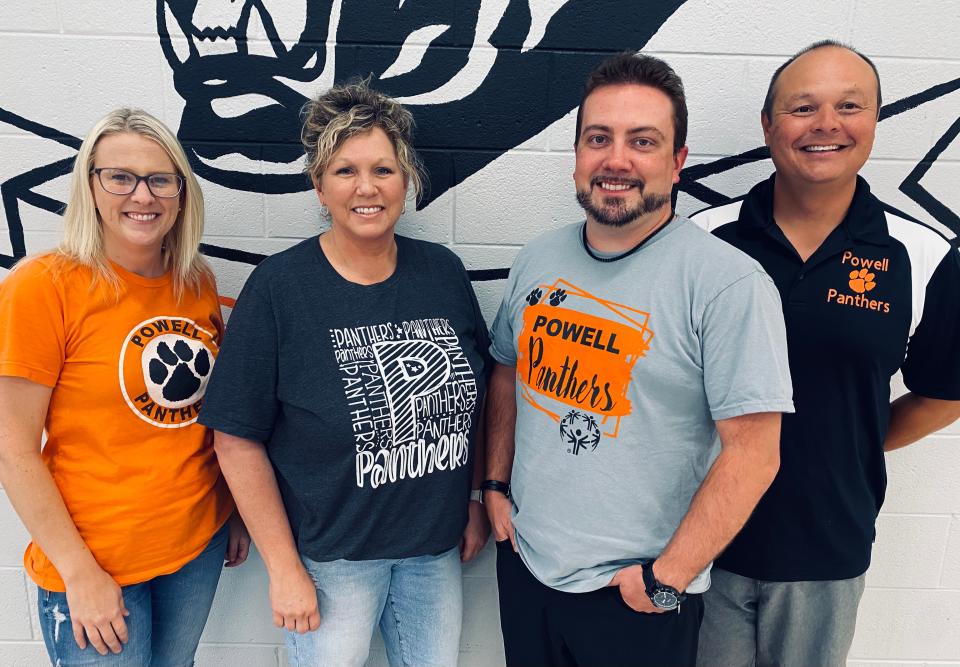 New Powell Middle School principal Denise Watts (left) will be helped by her administrative staff of Ginny Powers (second from left), Brad Smith and Glen Price.