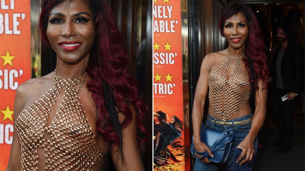 Mirror Celeb on X: Sinitta's awkward wardrobe malfunction as boobs pop out  of skimpy dress during show    / X