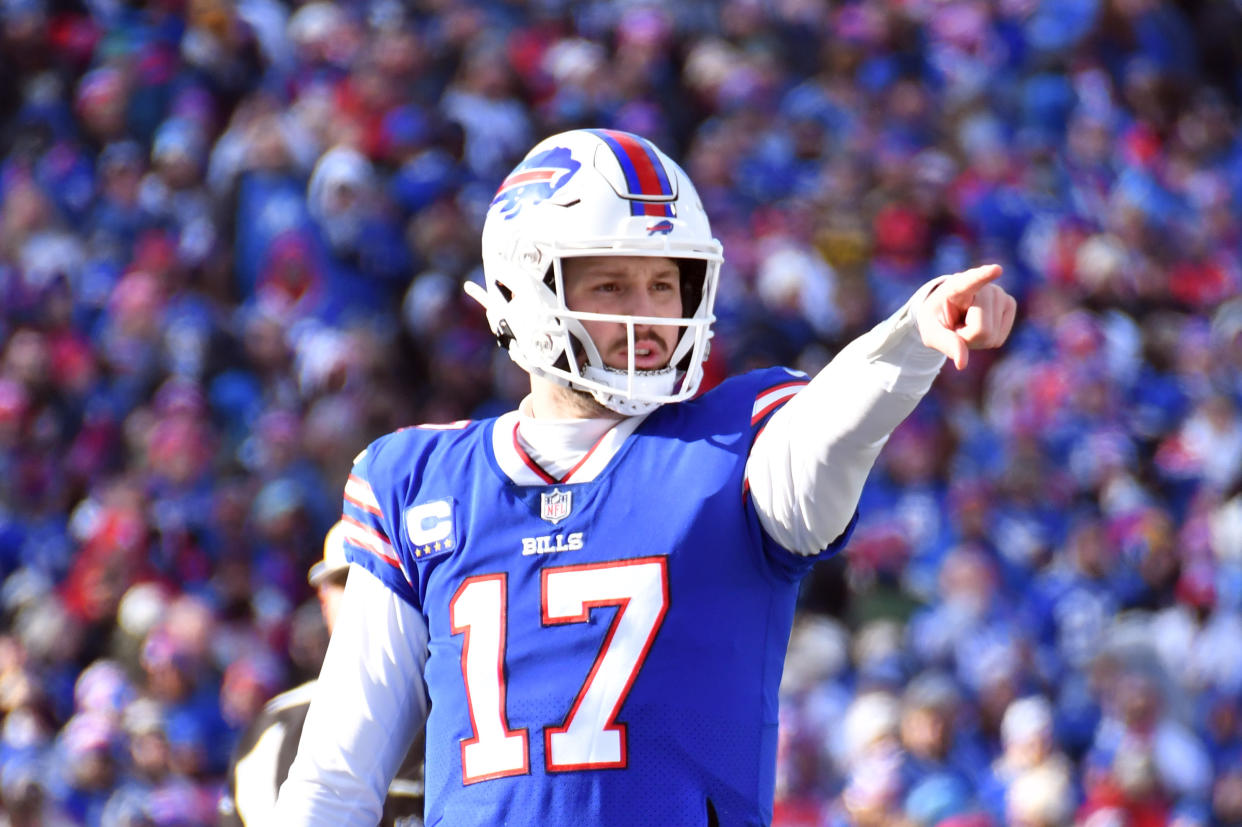 Josh Allen got into a shoving match with Christian Wilkins, and a Bills-Dolphins fight ensued. (Mark Konezny-USA TODAY Sports)