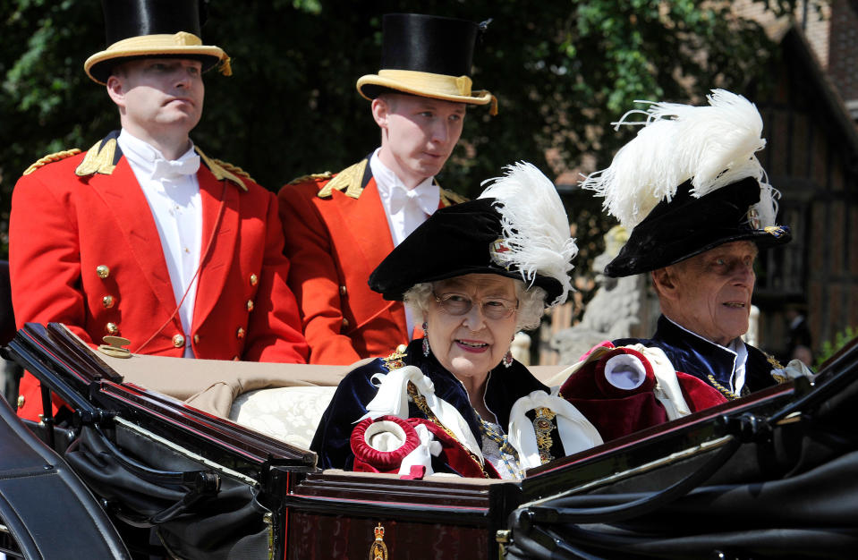 Queen Elizabeth II and Members Of The Royal Family Attend The Order Of The Garter Service