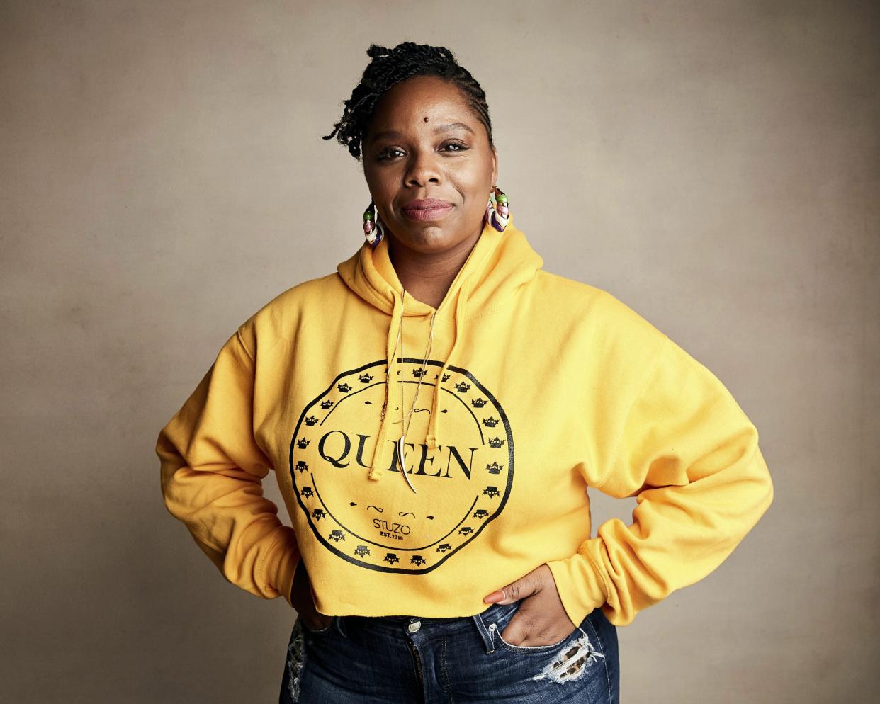 In this Jan. 27, 2019, photo, Patrisse Cullors poses for a portrait to promote a film during the Sundance Film Festival in Park City, Utah.