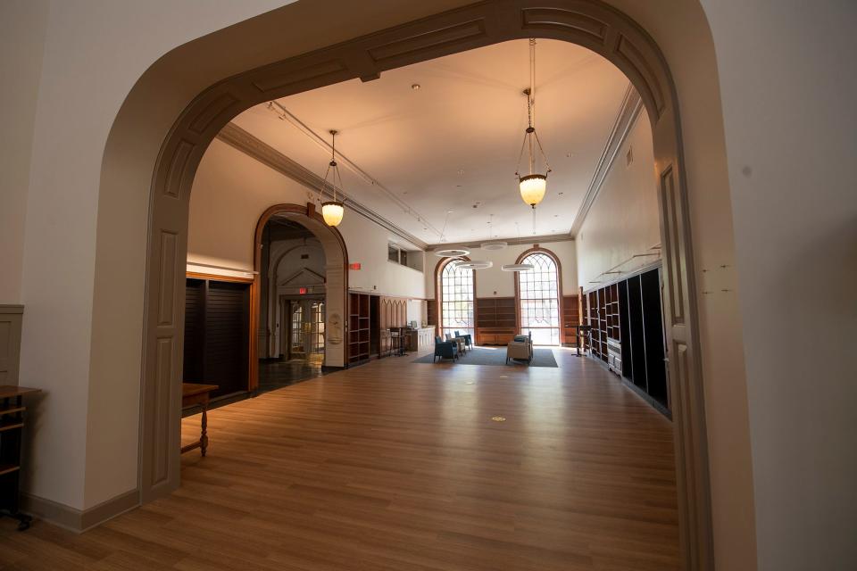 Public seating will occupy the space of the old main desk sat on the first floor. The new main desk will be moved out into the center of the room so visitors can see it when they enter the library.