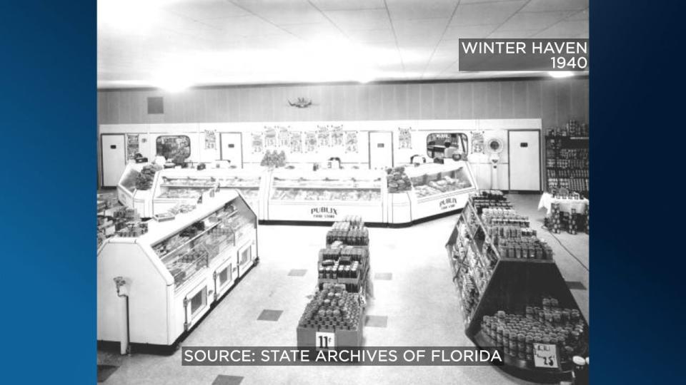 Check out the 11-cent canned goods inside the original Winter Haven Publix in 1940.