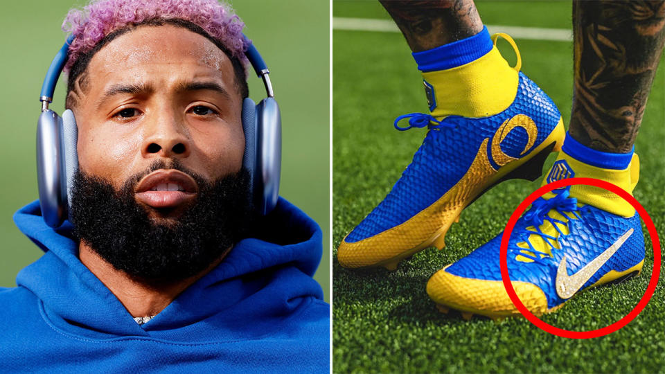 Pictured here, Odell Beckham Jr. and his $279,000 custom-made cleats.