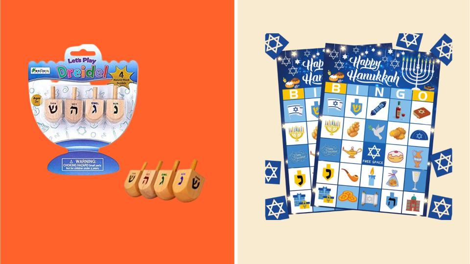 Dreidel is the classic Hanukkah game, but younger kids will enjoy Hanukkah bingo.