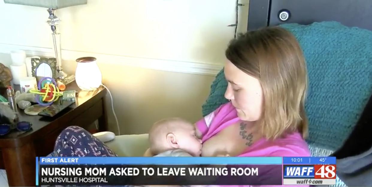 Ariana Elders was asked to breastfeed in private while in a hospital’s waiting room. Photo: WAFF