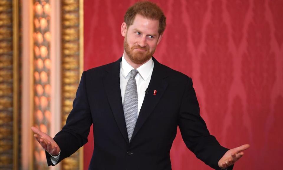 Prince Harry hosts the Rugby League World Cup draws at Buckingham Palace.