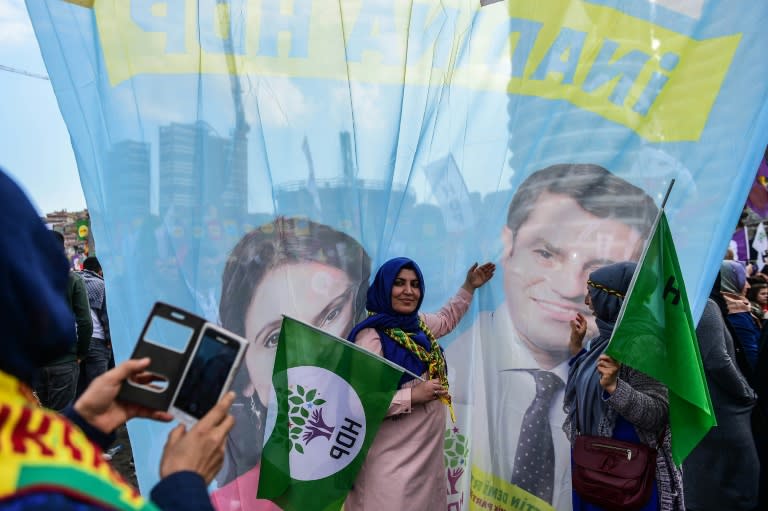 Selahattin Demirtas and Figen Yuksekdag, leaders of the pro-Kurdish opposition Peoples' Democratic Party, were detained in November last year