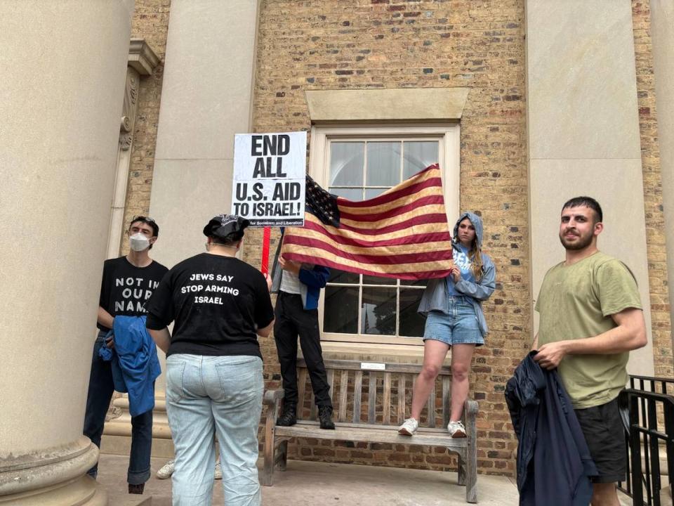 Protesters and counter-protestes jockeyed for position on the campus of UNC-Chapel Hill during a pro-Palestinian rally on May 5, 2024. Brian Gordon /bgordon@newsobserver.com