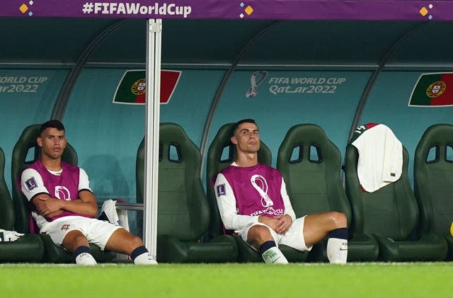 Cristiano Ronaldo after being substituted during Portugal's loss to South Korea (Mike Egerton/PA).