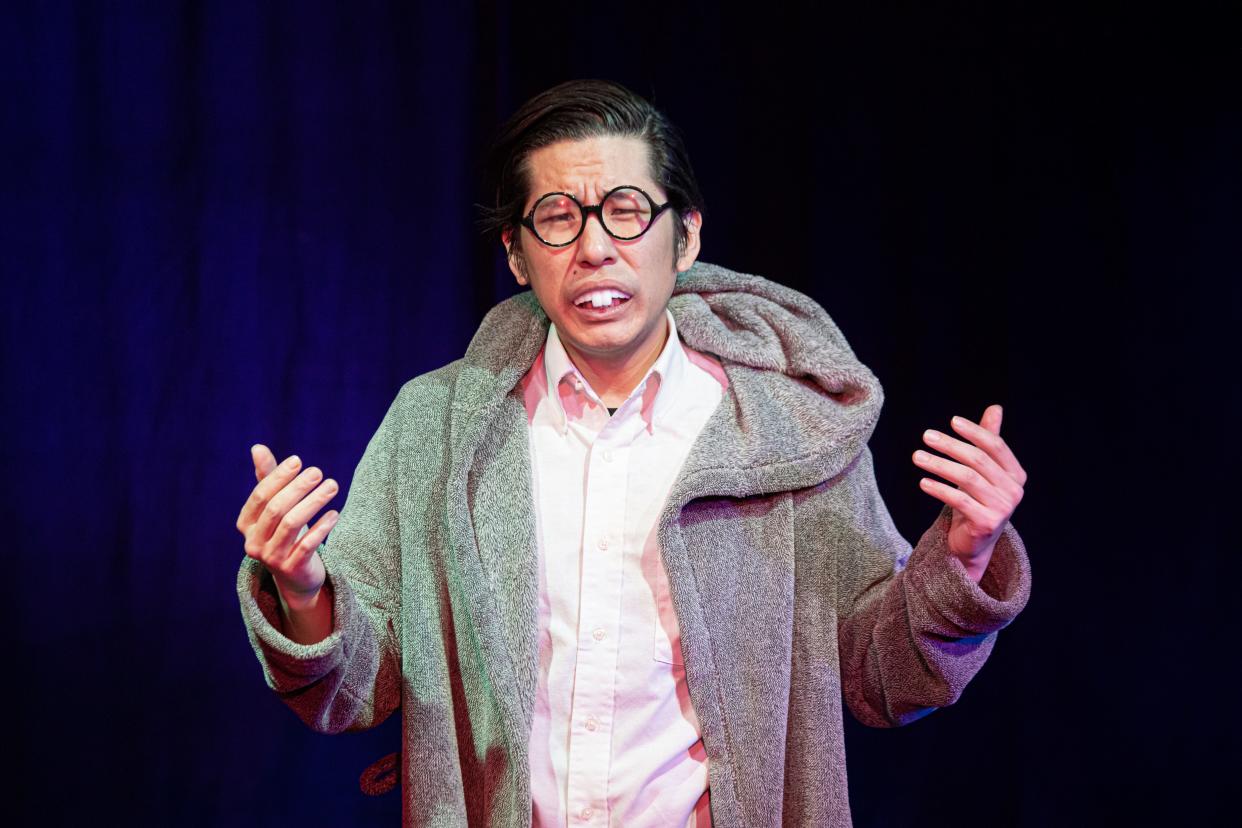 Actor J. Elijah cho portrays actor Mickey Rooney in his “Breakfast at Tiffany’s role” in his one-man show “Mr. Yunioshi.”