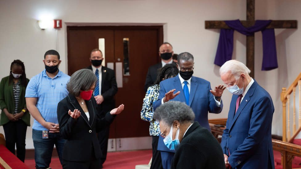 Joe Biden en Iglesia episcopal metodista africana Bethel en Wilmington, Delaware.