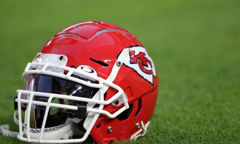 Kansas City Chiefs helmet on the field.