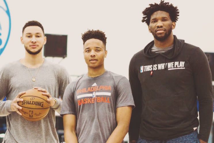 Ben Simmons, Markelle Fultz and Joel Embiid are all expected to be healthy to start the 2017-18 season. (@JoelEmbiid)