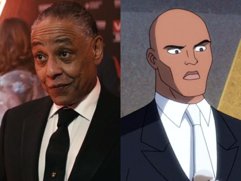 On the left: Giancarlo Esposito as Stan Edgar on season two of "The Boys." On the right: Lex Luthor in season one of "Harley Quinn."