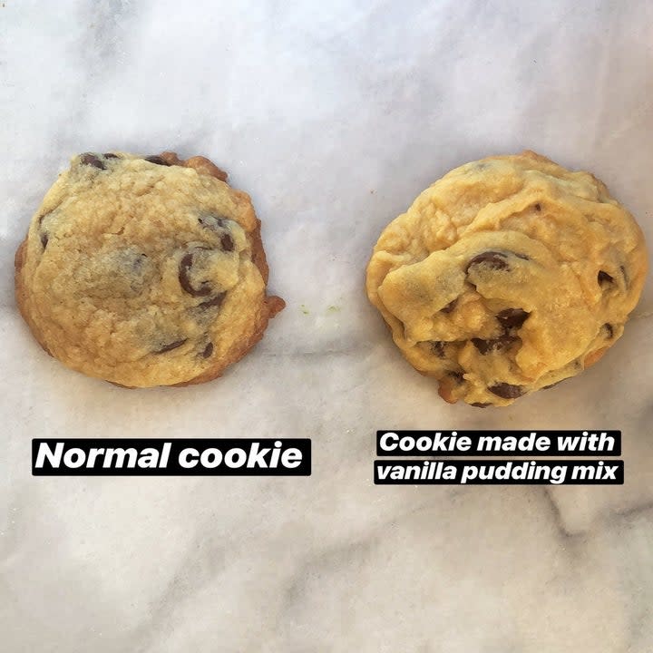 Two cookies on a plate.