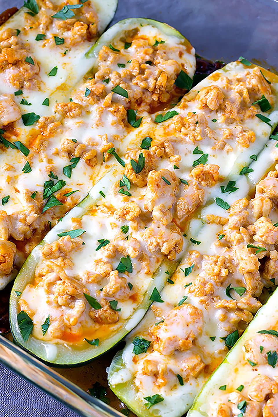 Buffalo Chicken Zucchini Boats