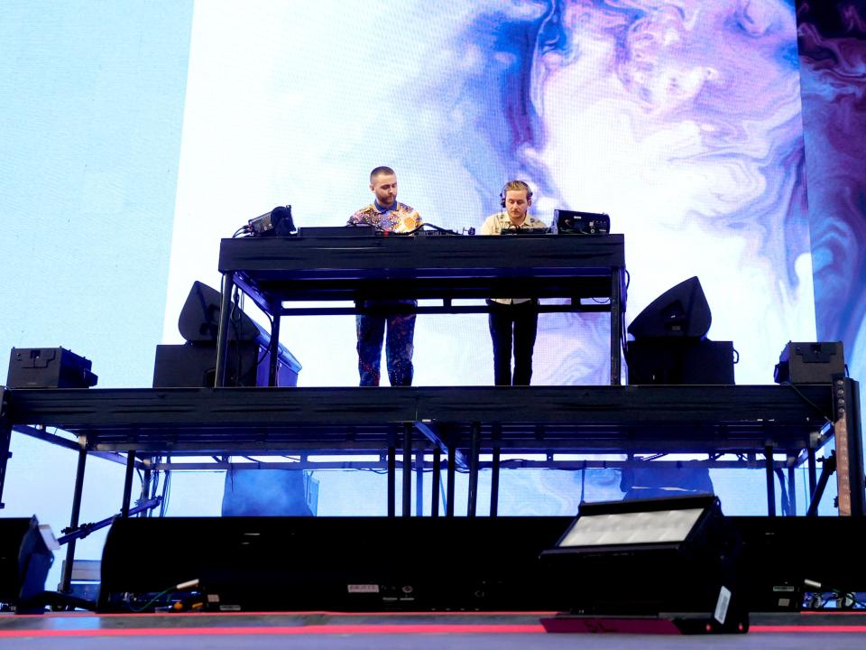 Guy Lawrence and Howard Lawrence of Disclosure perform onstage at the Outdoor Theatre during the 2022 Coachella Valley Music And Arts Festival on April 16, 2022 in Indio, California (Getty Images for Coachella)