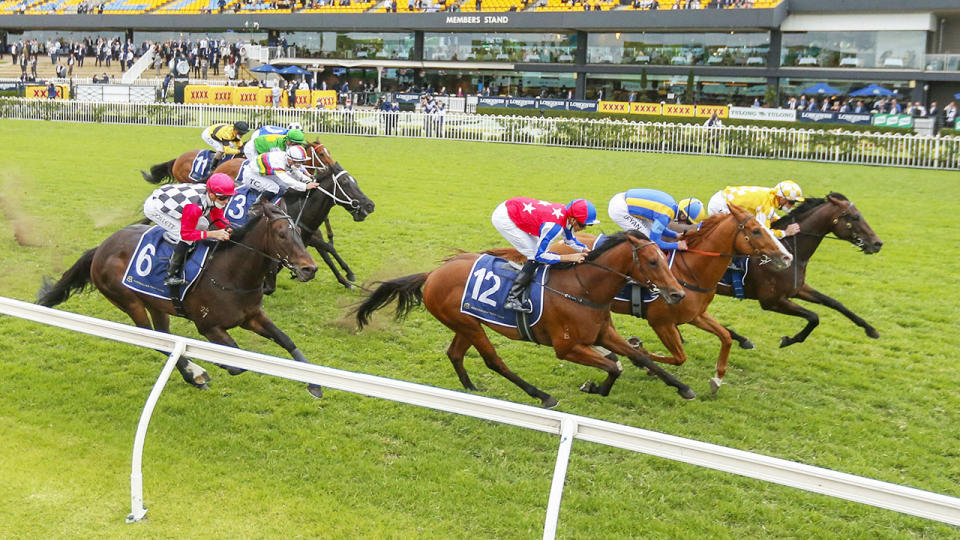 Joshua Parr, pictured here riding On The Lead to win race 8 on Golden Eagle Day at Rosehill.