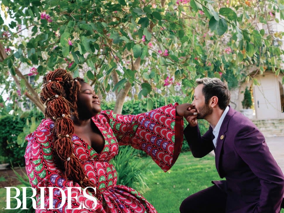 Gabourey Sidibe and fiancé, Brandon Frankel in Brides Style Issue