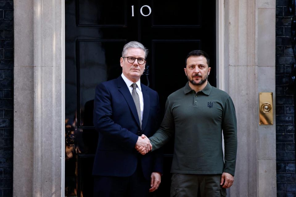 The prime minister met with the Ukrainian leader in Downing Street on Friday (AFP/Getty)