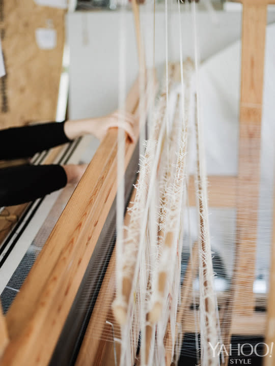 The loom in Faustine Steinmetz’s studio in action