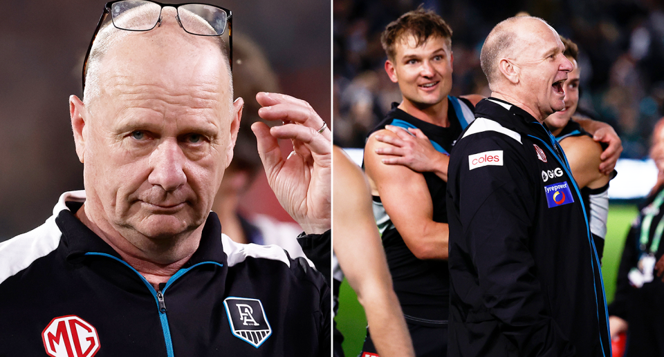 Seen here, Ken Hinkley sledging Hawthorn after Port Adelaide's AFL finals win.