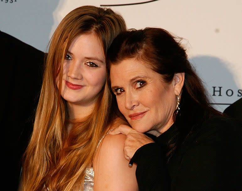 Billie Lourd and Carrie Fisher hugging