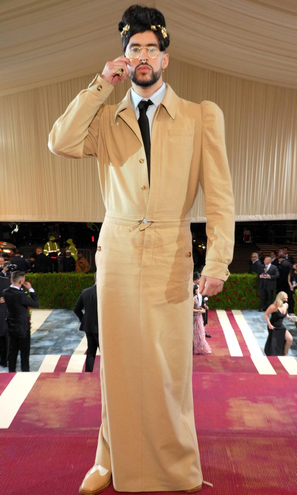 Bad Bunny arrives at The 2022 Met Gala Celebrating "In America: An Anthology of Fashion" at The Metropolitan Museum of Art on May 02, 2022 in New York City