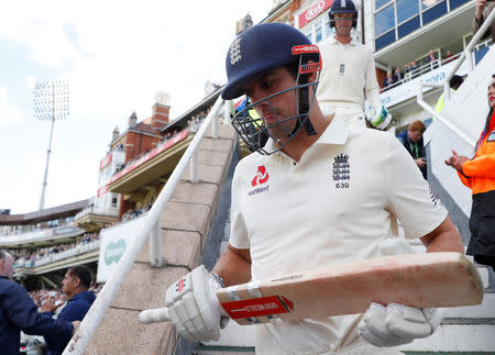 Cricket - England v India - Fifth Test - Kia Oval, London, Britain - September 7, 2018 England's Alastair Cook walks out at the start of his final test match Action Images via Reuters/Paul Childs